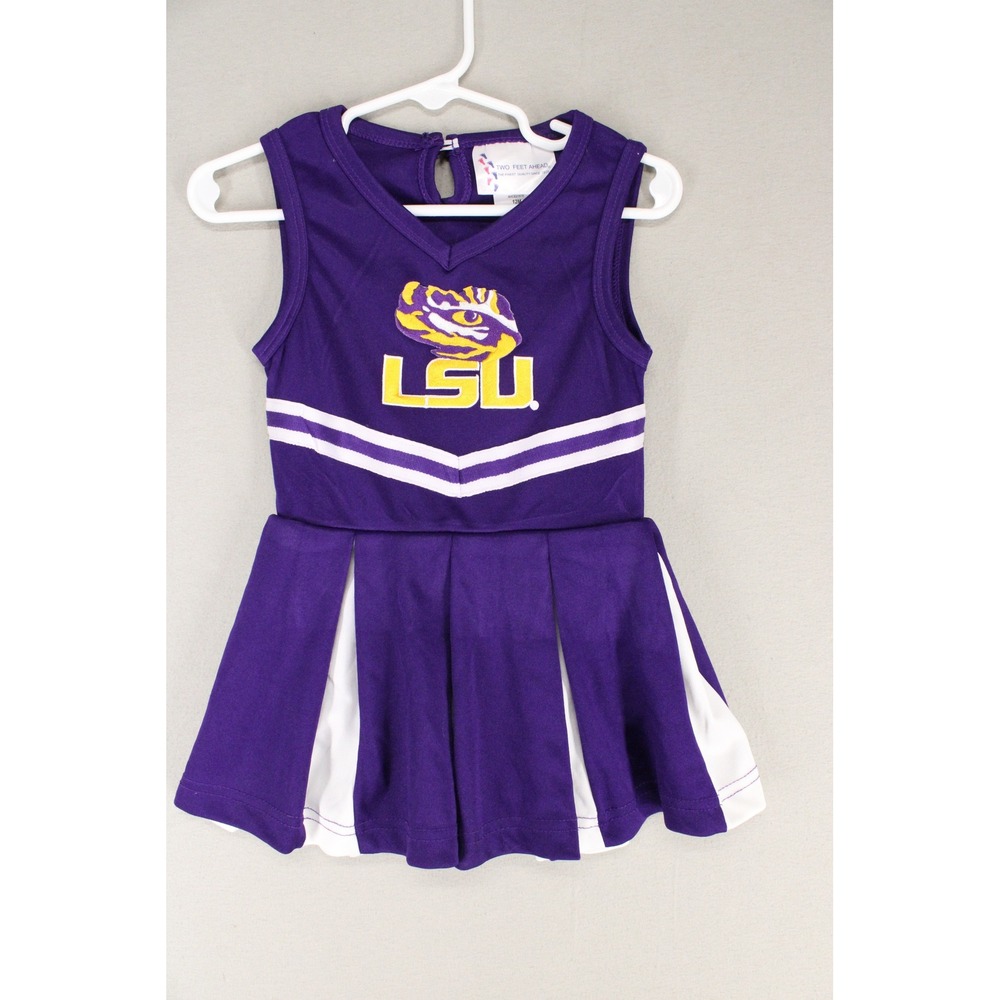Two Feet Ahead LSU Cheerleader Dress Girls 12M Purple Polyester Gameday Sporty